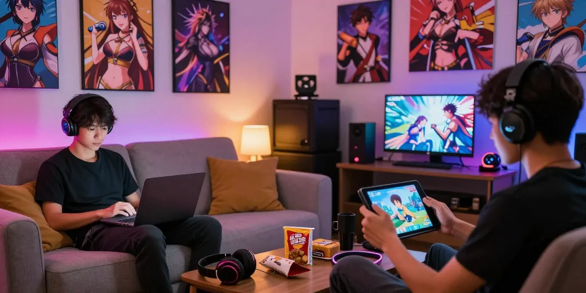 Engaged players enjoying free hentai games in a cozy gaming environment.