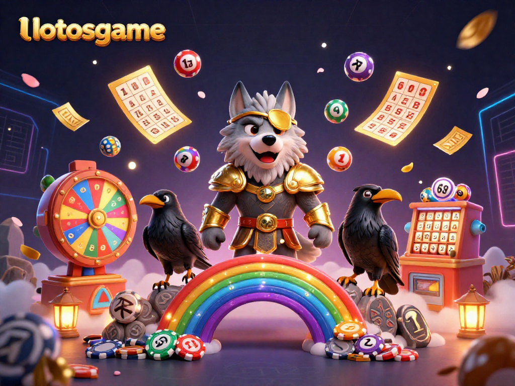 Lotosgame showcases thrilling lottery activities with dynamic elements in a vibrant casino-themed illustration.