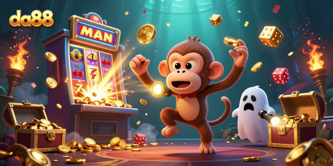 Experience winning thrills with da88 in a haunted casino scene filled with vibrant gaming elements.