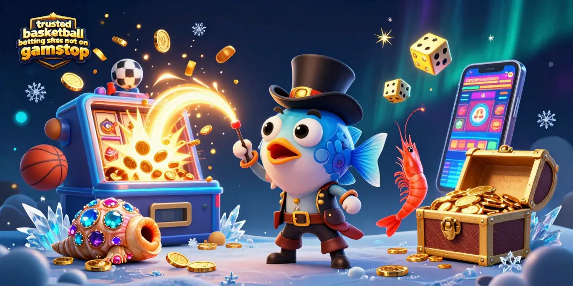 Engage with trusted basketball betting sites not on Gamstop while encountering animated characters and casino elements.