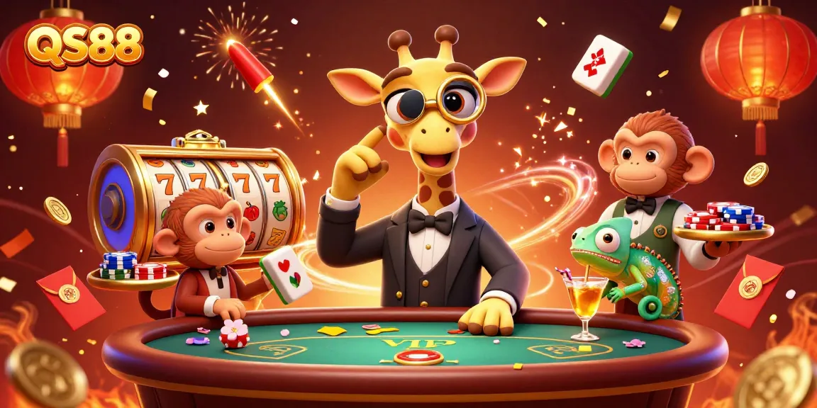 Experience the excitement of QS88 with high-stakes poker, vibrant slot elements, and a high-roller atmosphere.