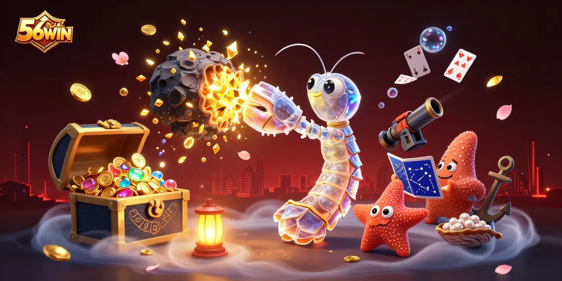 Engage in thrilling gaming experiences at 56WIN with action-packed casino adventures featuring vibrant characters.