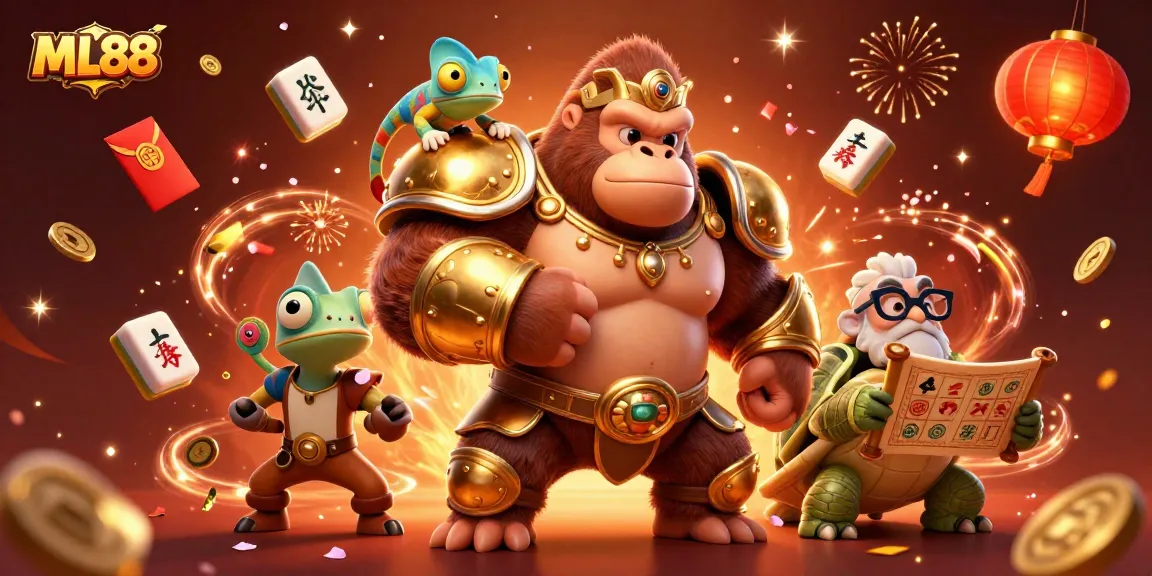 Experience thrilling gameplay at ML88 with a mighty gorilla king and vibrant elements.