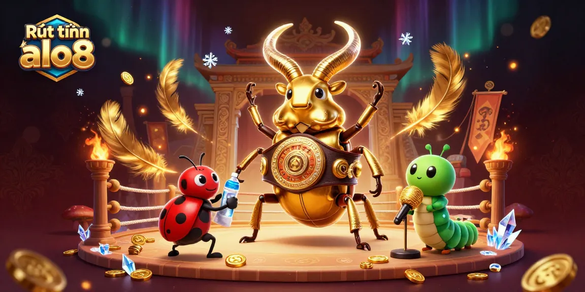 Engage in Rút tiền alo8 with a vibrant, dynamic 3D casino battle scene featuring unique characters.