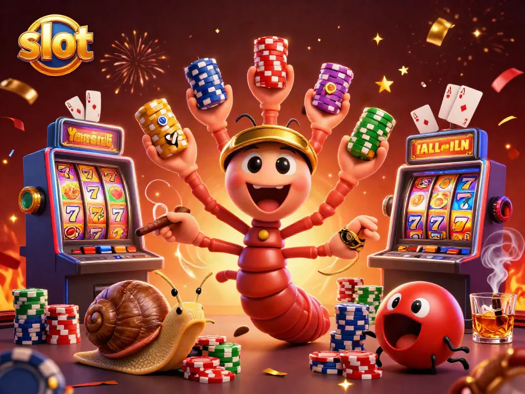 Spin the slot reels in vibrant 3D illustration showcasing exciting casino elements.