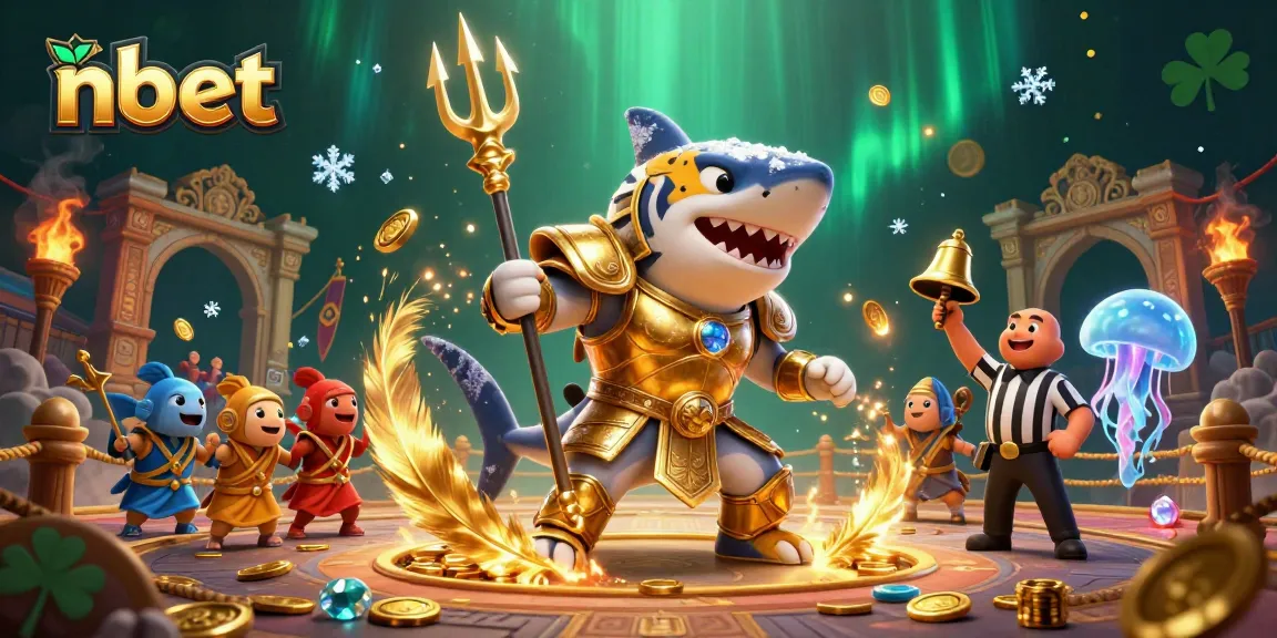 Engage in epic gaming moments with nbet as a tiger shark gladiator battles in an underwater arena.