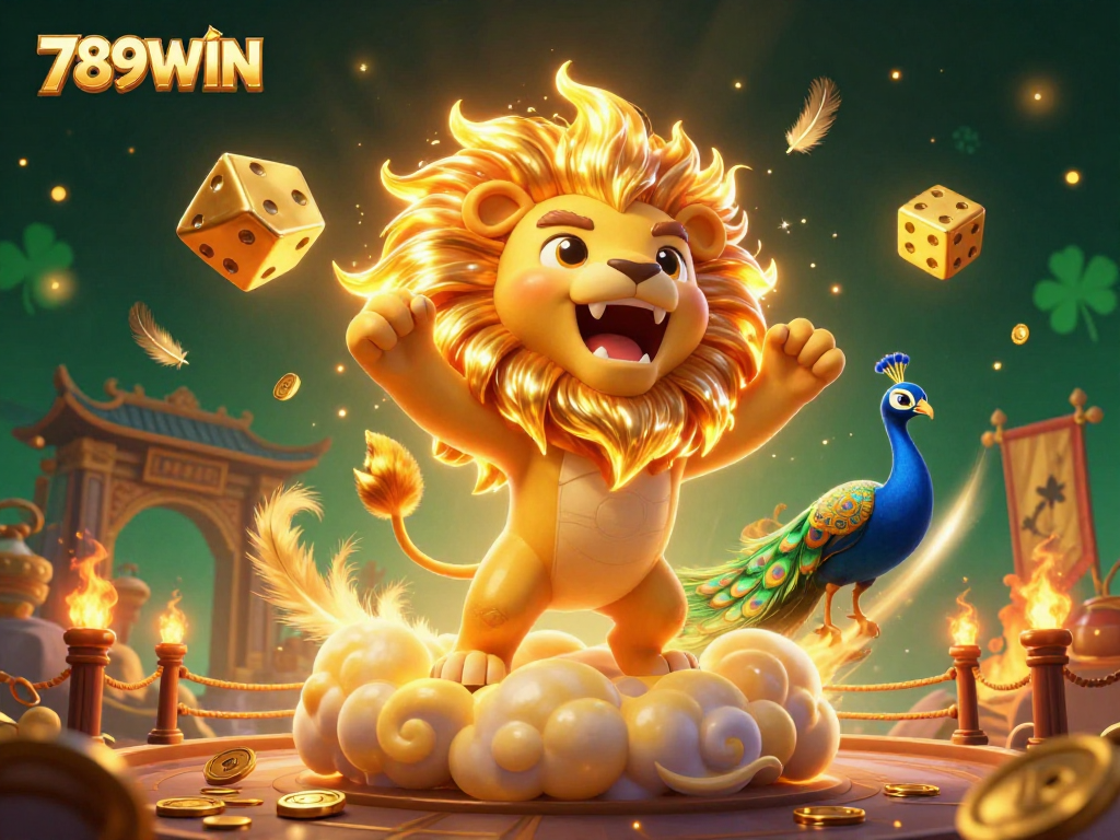 Engage with thrilling gameplay at 789WIN, featuring a roaring lion and vibrant gaming elements.