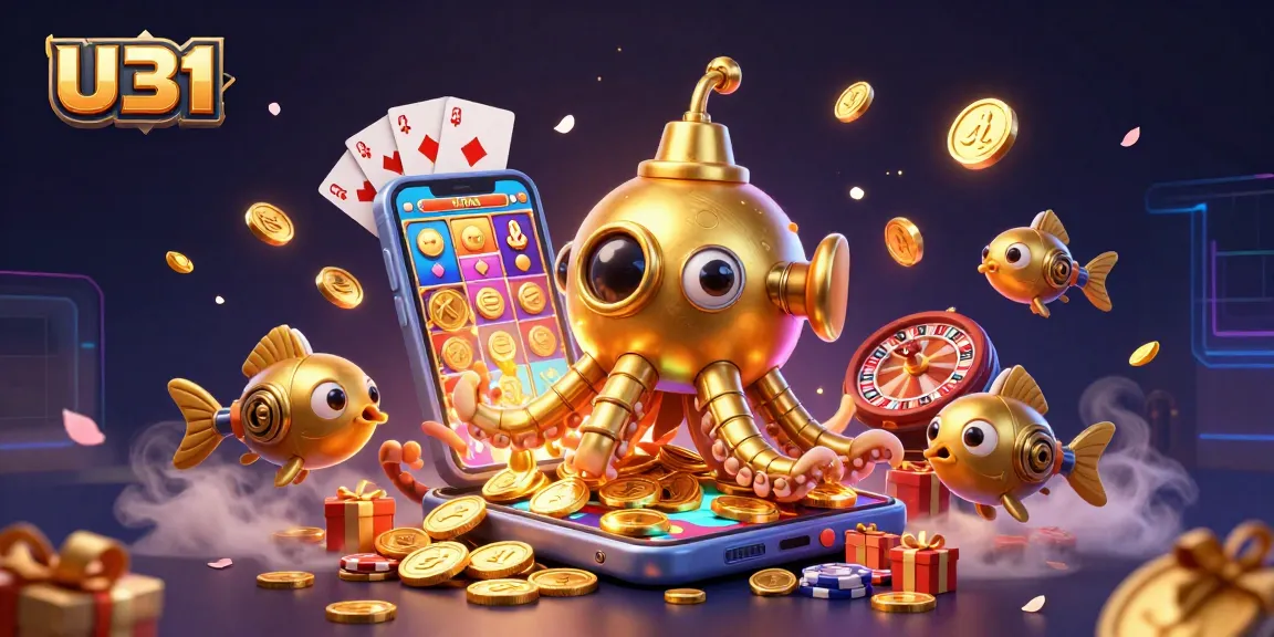 Experience thrilling wins at U31 casino with vibrant slot games, golden coins, and dynamic gaming elements.