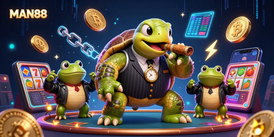 Experience MAN88 as the snapping turtle sets the stage for thrilling wins in this vibrant casino scene.