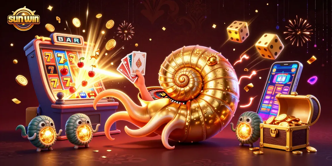 sun-win casino scene featuring a giant nautilus roulette wheel and vibrant jackpot elements
