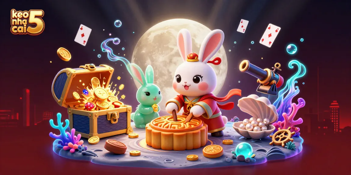 Engage in thrilling moments at keo nha cai 5 while the moon rabbit cracks open mooncakes revealing poker chips.