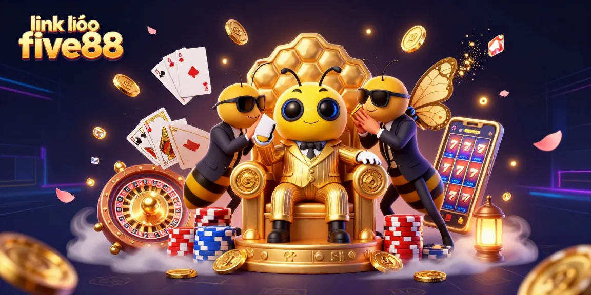 Experience excitement with link vào five88's dynamic 3D casino scene featuring vibrant characters and game elements.