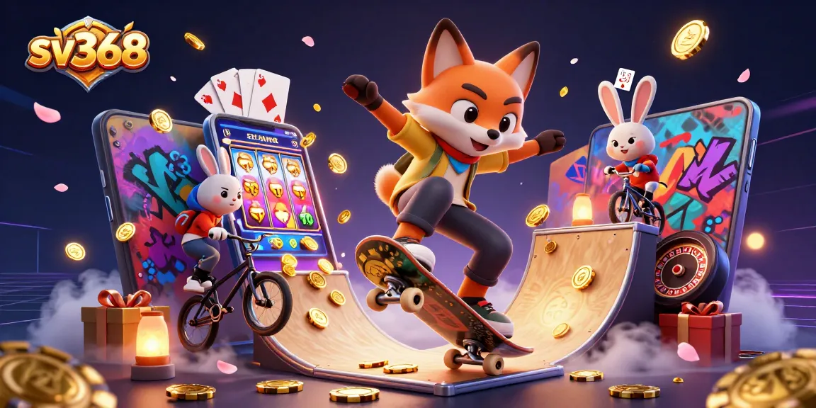 Experience thrilling gameplay at sv368 with a cartoon fox and rabbit showcasing casino adventures.