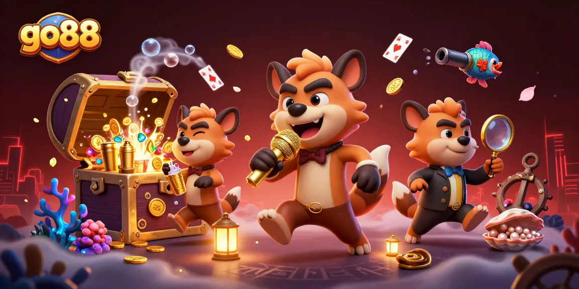 Experience the excitement of go88 at a vibrant comedy casino club with hyenas entertaining guests.