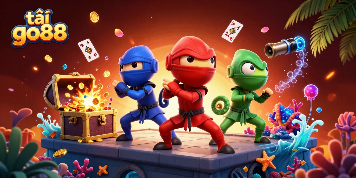 Experience the thrill of tải go88 with vibrant 3D chameleons in synchronized martial arts action.