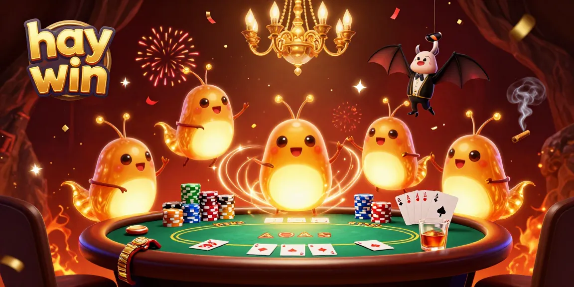 Experience the thrill of hay win as glowworms illuminate a vibrant casino scene with poker elements.