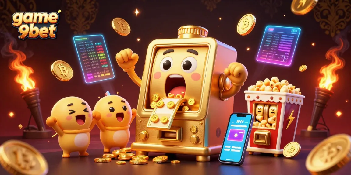Experience thrilling gameplay with the game 9bet, featuring eye-catching golden slot machines and vibrant casino elements.