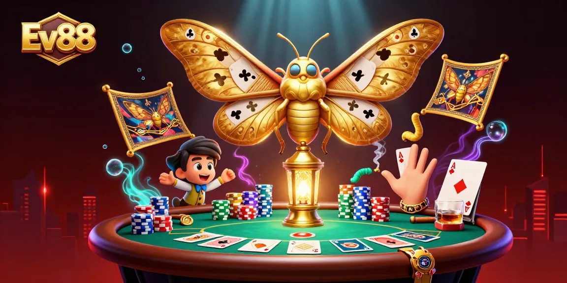 Experience Ev88 through a vibrant illustration of casino excitement with gaming elements and stunning visuals.