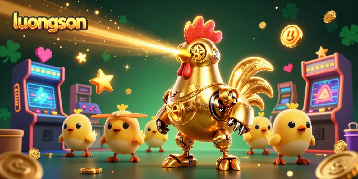 Experience thrilling gameplay at luongson with a vibrant golden rooster robot and interactive games.