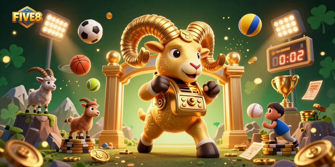 Experience thrilling sports action with FIVE88 in a vibrant 3D casino scene, featuring explosive imagery and dynamic elements.