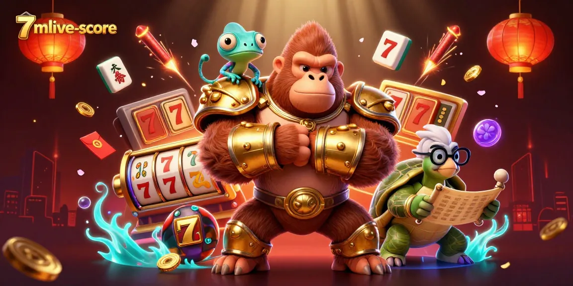 Experience thrilling gambling adventures with the engaging 7mlive-score scene featuring animated characters and dynamic game elements.