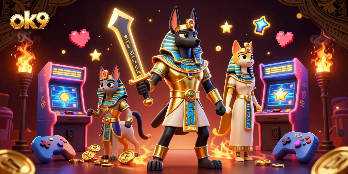 Engage in thrilling gaming experiences with ok9's captivating casino elements and the mystical Anubis.