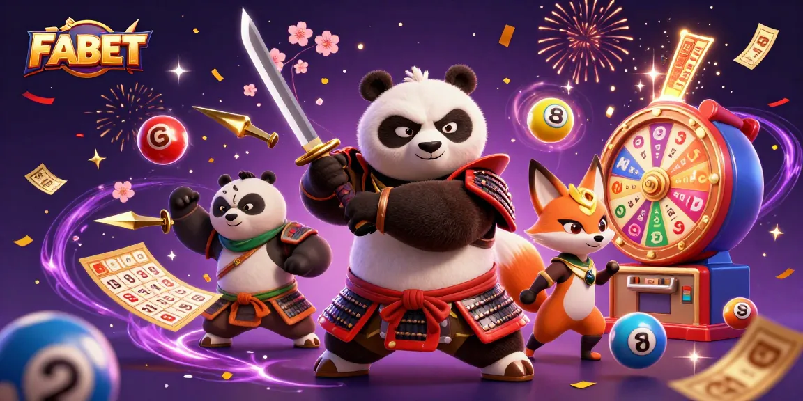 Experience the excitement of FABET with a dynamic 3D illustration of a samurai panda and ninja fox!