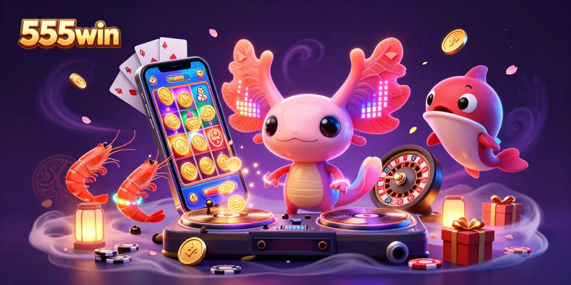 Experience thrilling gameplay with 555win's dynamic gaming scene featuring vibrant elements and action.